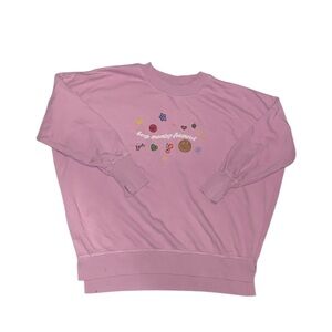 pink aerie “keep moving forward” embroidered oversized crewneck